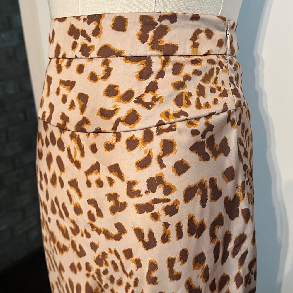 Free People Normani Bias Leopard Print Midi 0 polyester high waist zipper Skirt - Picture 7 of 16